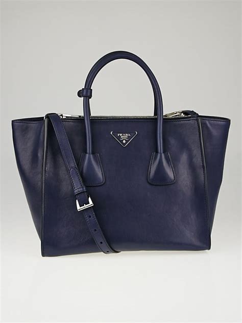 Prada Baltico Glace Calf Leather Twin Pocket Double Handle .